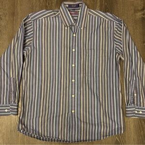 Alan Flusser Men's Vertical Stripe Dress Shirt - Blue & Gray